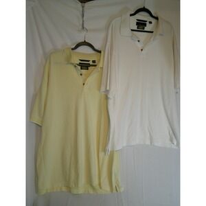 Lot of 2 Men's XXL PlayDry Moisture Wicking Golf‎ Polo Shirt Bundle White Yellow